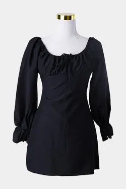 White Fox Black Long Sleeve Dress