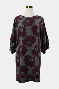 Olga De Polga Burgandy, Black Poppy Smock Mini Dress