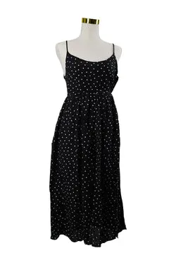 Atmos & Here Black, White Polka Dot Midi Dress