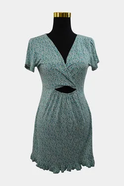 Pull & Bear Blue Floral Cut Out Mini Dress