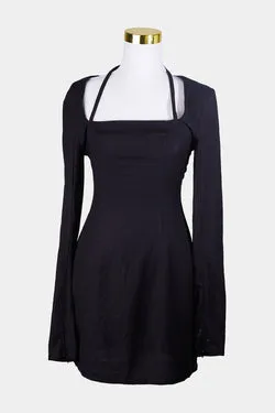 LIONESS Black Halter Long Sleeve Dress