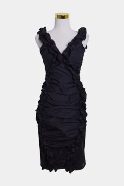 Alice Mccall Black Frill Detail Midi Dress