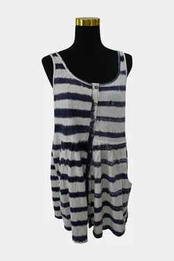 ELEMENT Blue, White Button Down Mini Dress