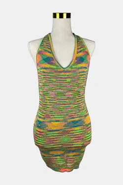 Beginning Boutique Multicoloured Halter Knit Dress