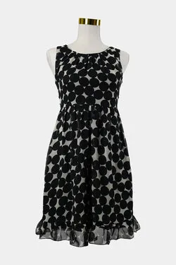 BACKSTAGE Black, White Spotted Cynched Mini Dress