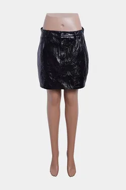 Pull And Bear Black Shiny PU Mini Skirt