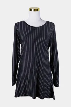 Mariah Lauvel And Luu Black Pinstripe Long Sleeve Dress