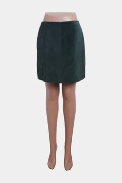 Ena Pelly Dark Green Suede Mini Skirt