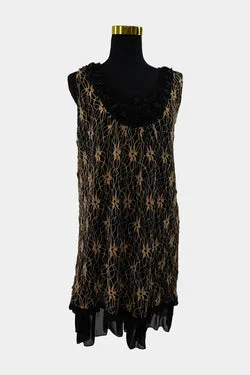 Caroline Morgan Black Floral Lace, Beaded Mini Dress
