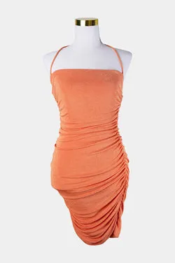 Hello Molly Orange Ruched Dress