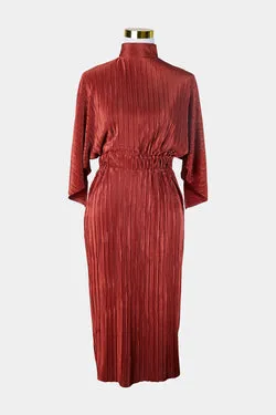 ASOS Rust High Neck Pleat Dress