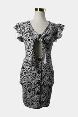 Pretty Little Thing White, Black Leopard Fitted Mini Dress