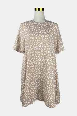 LEONI Beige Short Sleeve Mini Dress