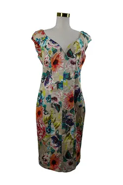 LEINABROUGHTON Multi Panneled Floral Midi Dress