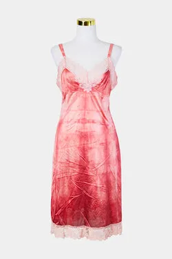LORRAINEE Pink Tie Dye Lace Detail Slip Dress