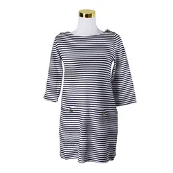 ZARA Black and White Stripe Long Sleeve Mini Dress