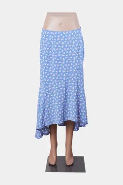 Atmos And Here Blue and White Pattern Midi Skirt
