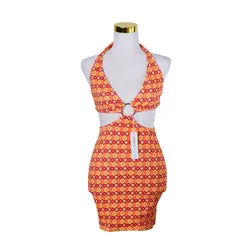 Mieses Swimwear Orange Print Ring Front Mini Dress