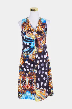 NSC Black and Multi Rhinestone and Keyhole Detail Midi Dress