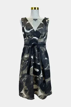 OJAY Black Pattern Midi Dress