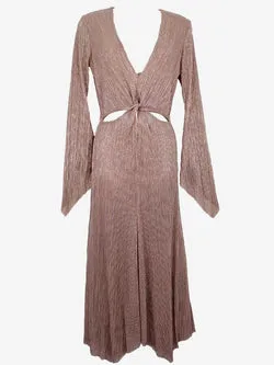 Bec & Bridge Metallic Tulip Sleeve Twist Midi Dress Size 6