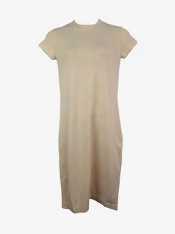 Jac + Jack Ivory Textured Crew Fitted Midi Dress Size 12