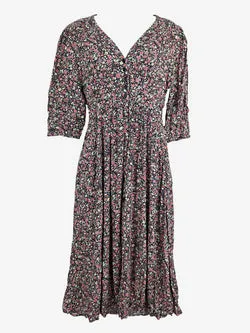 Boho Pretty Gathered Floral Midi Dress Size S