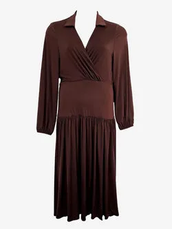Pasduchas Chocolate Wrap Style Split Maxi Dress Size 12