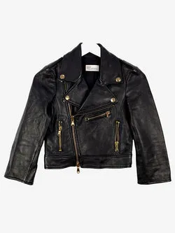 Valentino Cropped Leather Biker Jacket Size 6