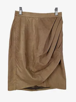 Scanlan Theodore Leather Pleated Draped Midi Skirt Size 6
