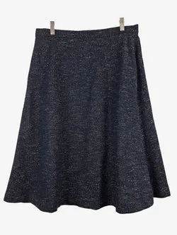 Emilia Wickstead Navy Woven Midi Skirt Size 18