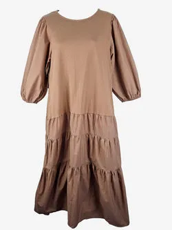 Seed Dusty Rose Panel Puff Sleeve Maxi Dress Size S