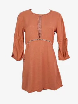 Assorted Brands Apricot Lace Detail Long Sleeve Mini Dress Size 6