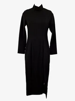Mossman Mock Neck Sleek Black Maxi Dress Size 6