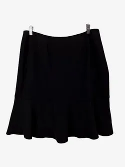 Perri Cutten Flutter Hem Black Midi Skirt Size 16