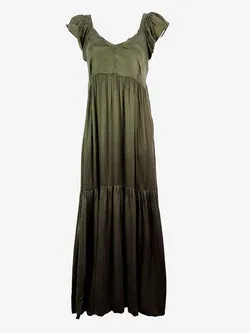 Country Road Olive Flutter Sleeve Maxi Dress Size 10