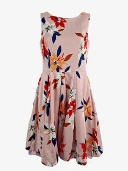 Cue Musk Floral Pleated Midi Dress Size 8