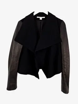 Diane von Furstenberg Leather Sleeves Funky Jacket Size 10