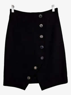 Maje Black Silver Button Asymmetrical Skirt Size S