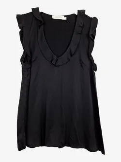 Zimmermann Black Silk Frill Pure Silk Top Size 8
