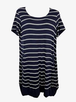 Layer'd Navy Classic Striped Midi Dress Size XL