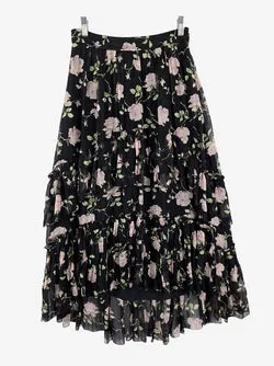 Ulla Johnson Pure Silk Lilac Rose Layered Midi Skirt Size 10