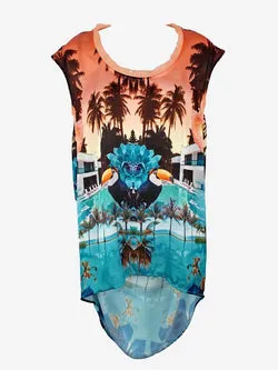 Wayne Cooper Majestic Sunset Scene Loungewear Dress Size 8