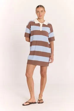 Bree Knitted Dress - Blue Cocoa Stripe