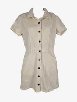 All About Eve Milk Corduroy Button Up Mini Dress Size 8