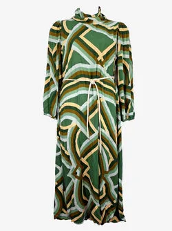 Frank & Dollys Shades of Green Mock Neck Maxi Dress Size S