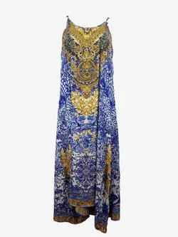 inoa Resort Strappy Silk Maxi Dress Size OSFA