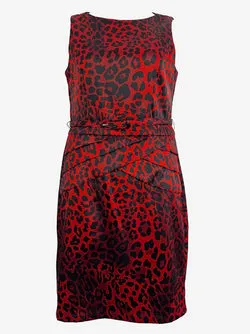 Liz Jordan Fierce Animal Print Belted Midi Dress Size 12