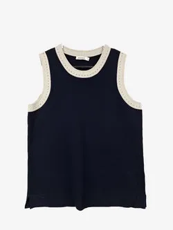 Marcs Metallic Silver and Navy Essential Top Size S