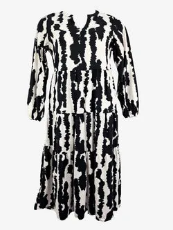 M&S Linen Blend Ink Blot Maxi Dress Size 10